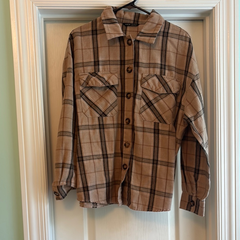SHEIN Brown Plaid Casual Shirt